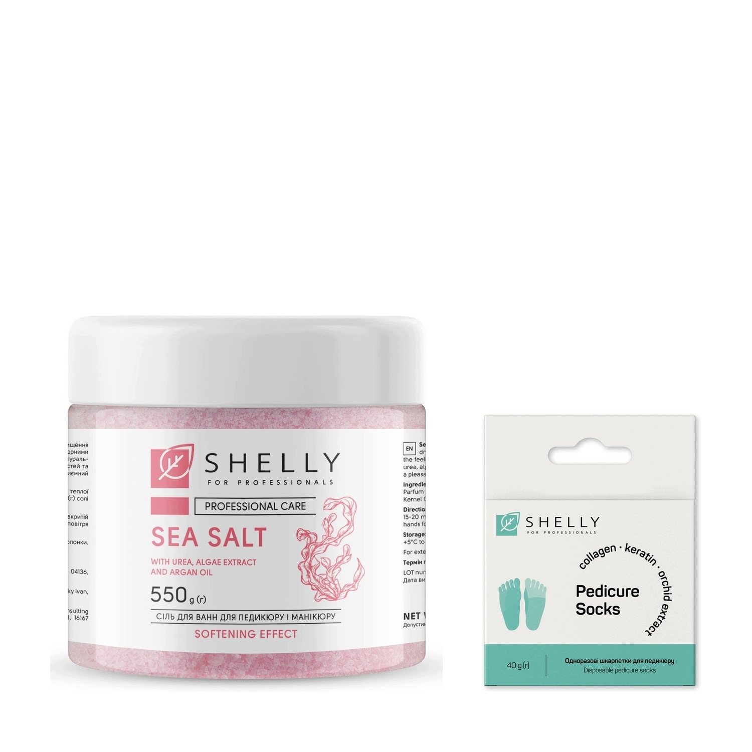 Sůl na nohy s ureou Shelly 550 g ponožky na pedikúru