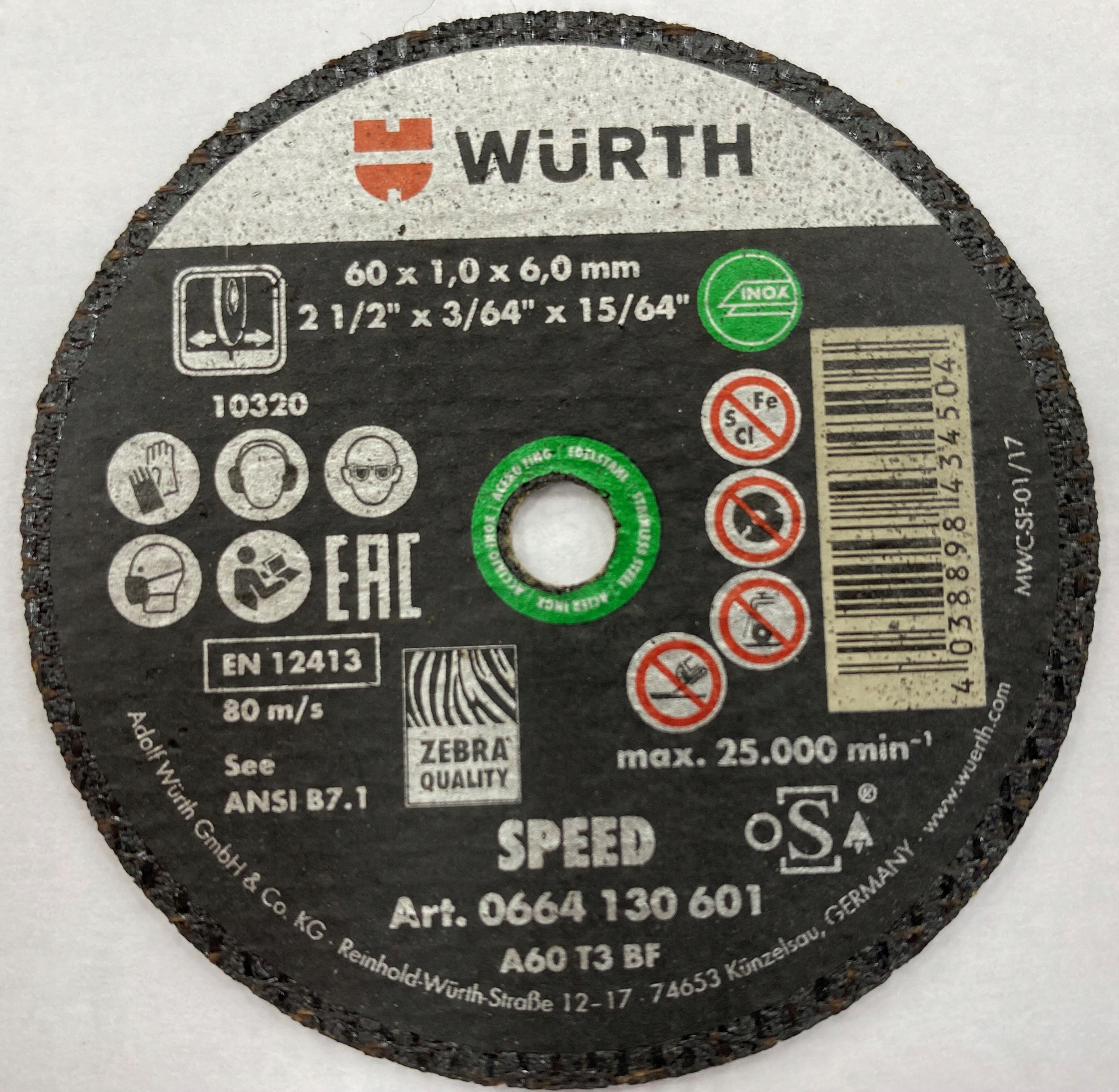 

Tarcza Do Cięcia Wurth 60x1,0x6,0 mm Na Trzpień