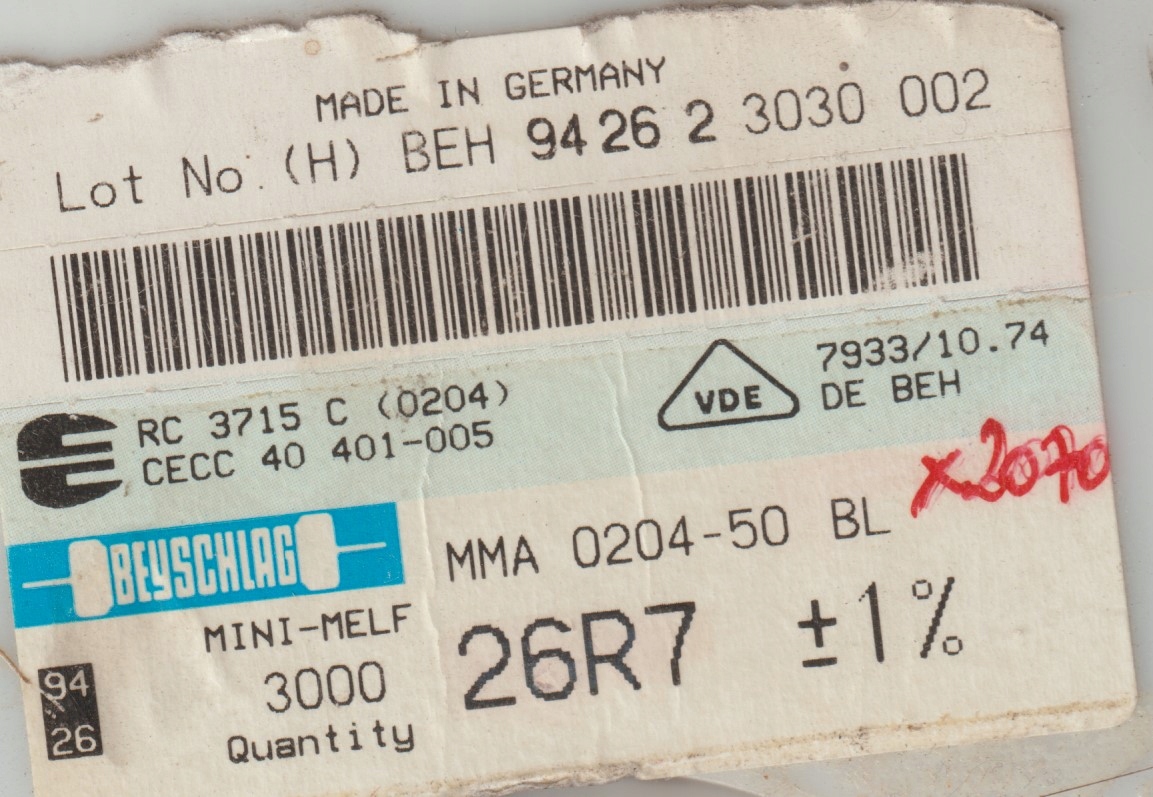 [100szt] 26R7 1% 50ppm rezystor Smd minimelf MMA0204 Beyschlag low noise