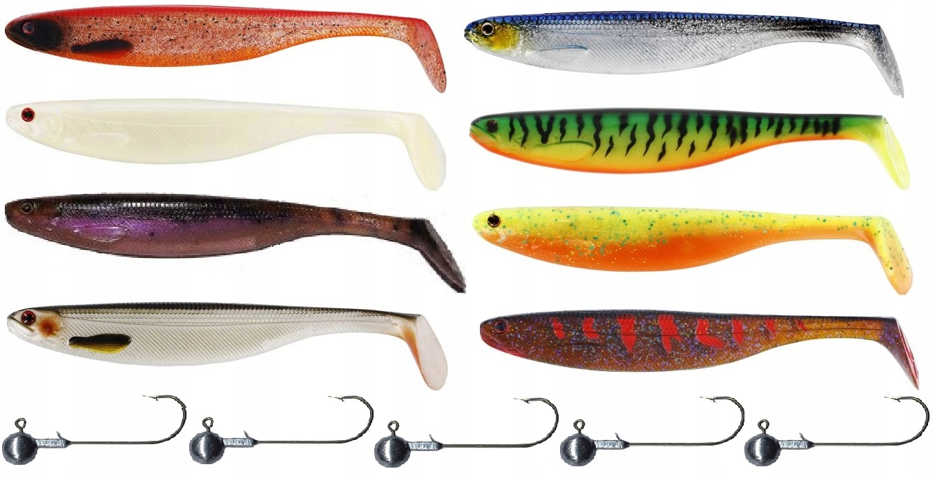Zestaw 8X Westin Shad Teez Slim 12cm 5x główka 15gr hak 5/0