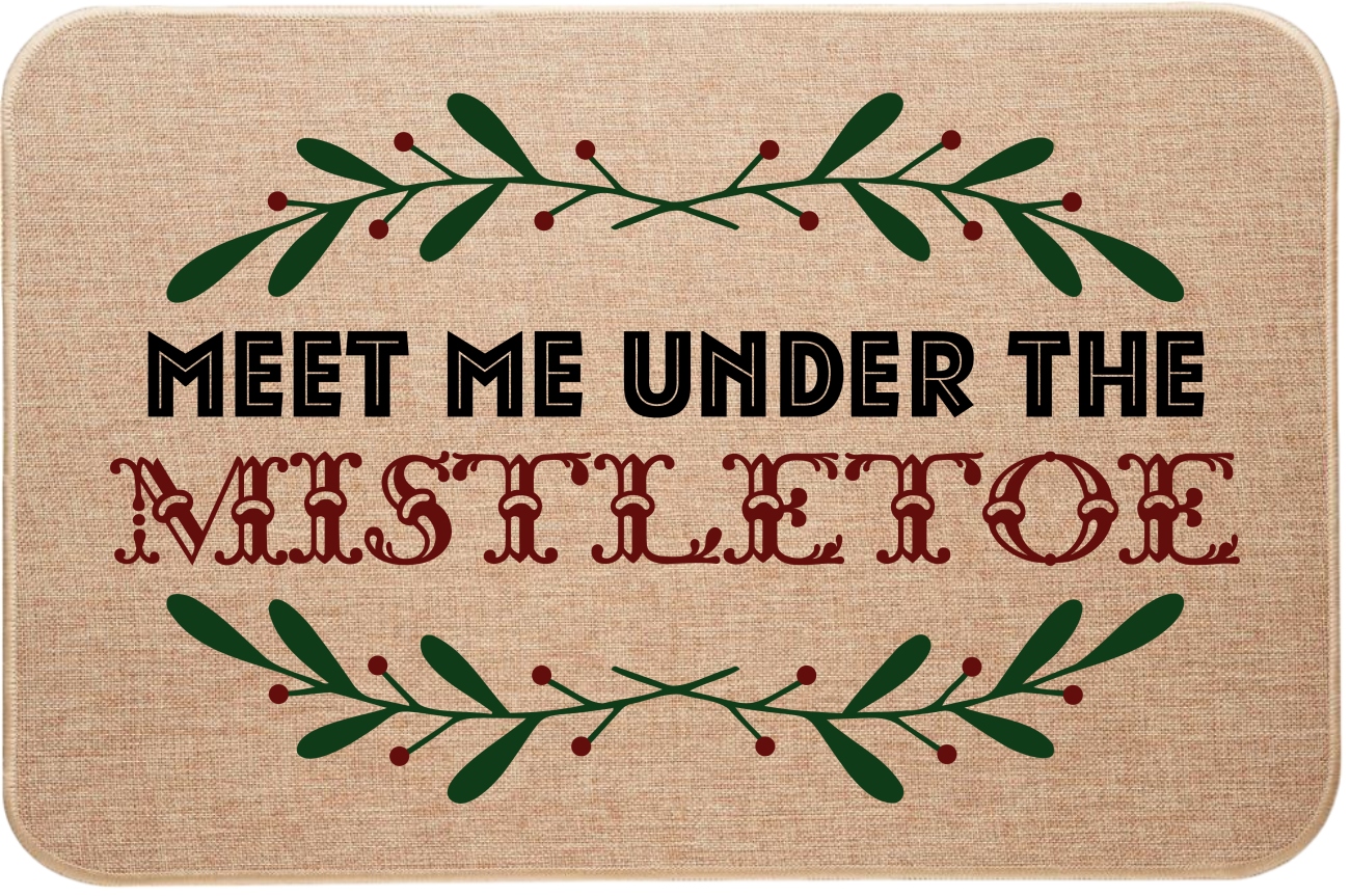 Vánoční lněná ozdobná rohožka na Vánoce Meet mě pod Mistletoe