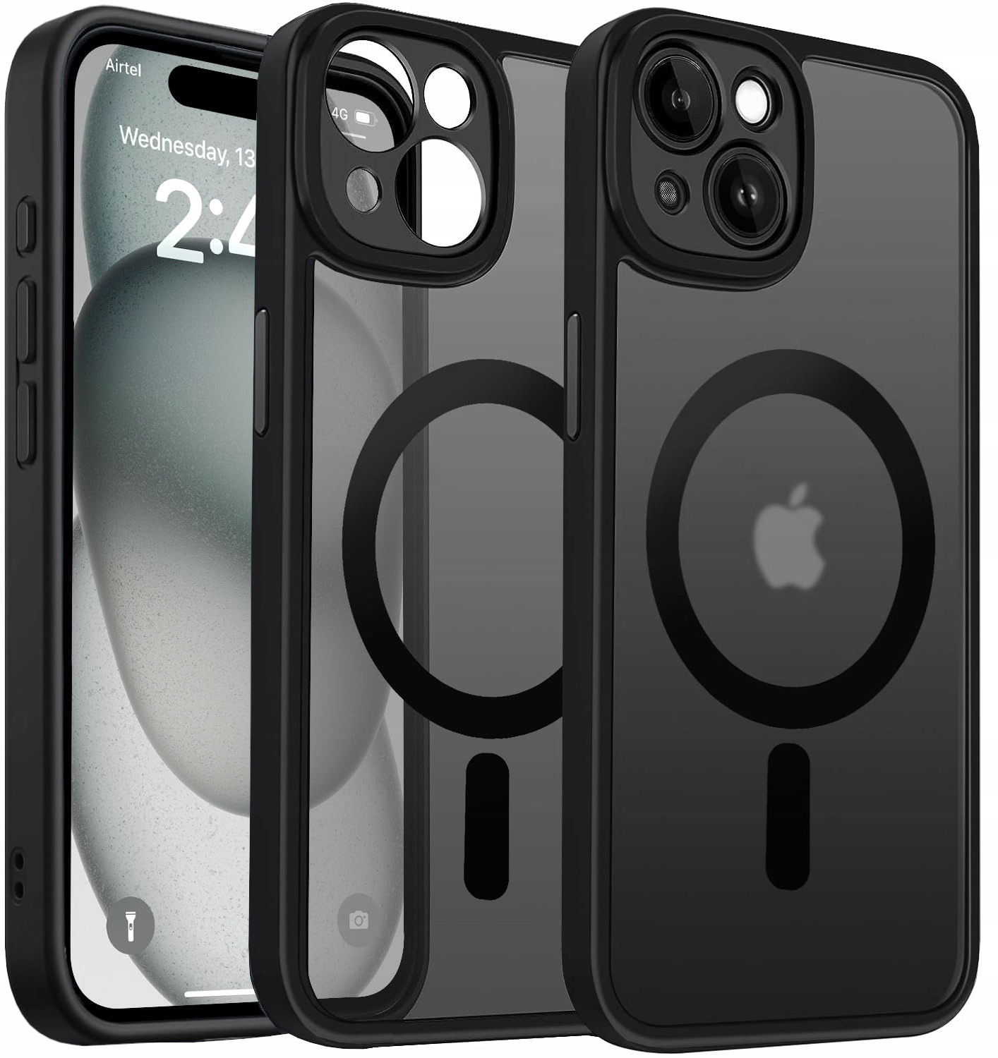 Etui WZMACNIANE 360° MATT CASE do MAGSAFE + Szkło 9H do Iphone 15