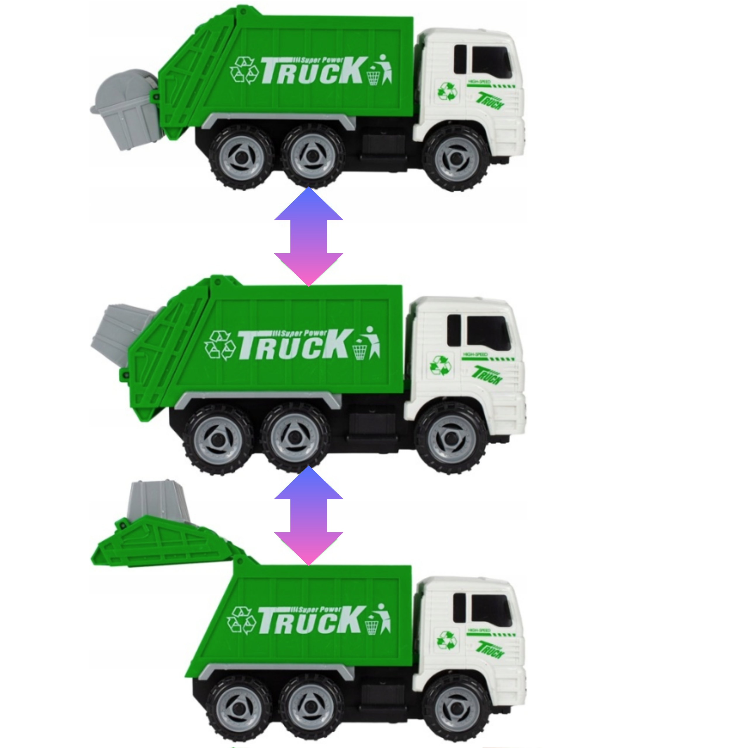 DUŻA ŚMIECIARKA AUTKO DO SKRĘCANIA ZABAWKA RUCHOMA ZESTAW SKRĘCANIA RUCHOMA Materiał plastik inny