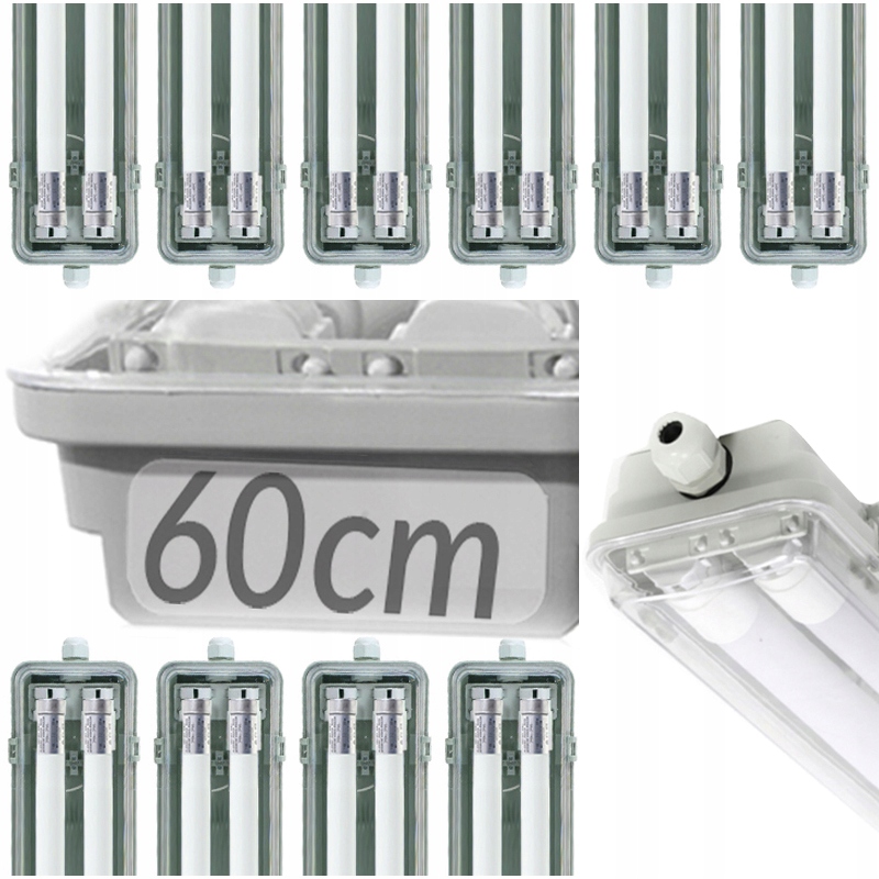 10x Hermetyczna Lampa Led Podwieszana Sufitowa Wisząca Natynkowa IP65 60cm