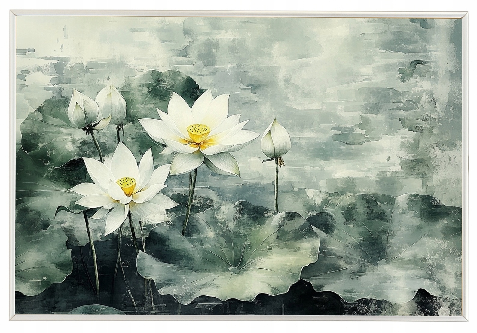 Plakát Rámeček Rámem, Grafika, Příroda, Květiny, Bílý Lotos 60x40