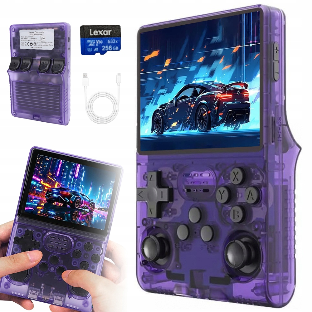 Gamepad Przenośna Konsola Retro R40S 256G 30000GIER Rozdzielczością Fiolet