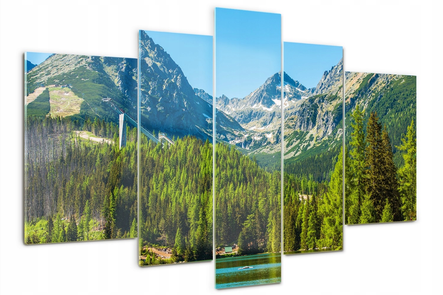 Akrylový triptychový obraz Jezero v horách