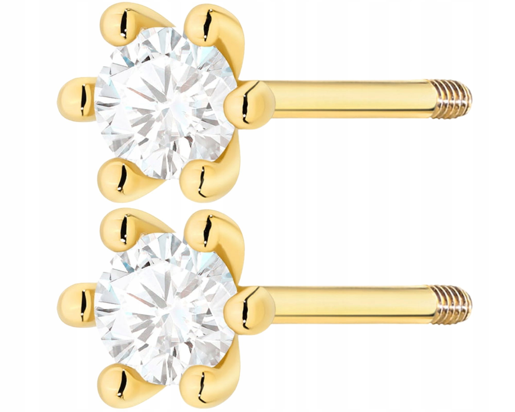 Zlaté Náušnice S Diamantem, Šroubovací Tyčinka, Klasický Gravírování