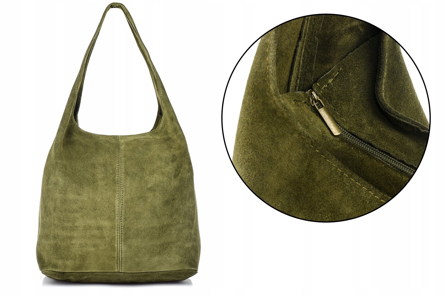 Dámská kožená semišová kabelka shopper A4 prostorná klasická italská kůže