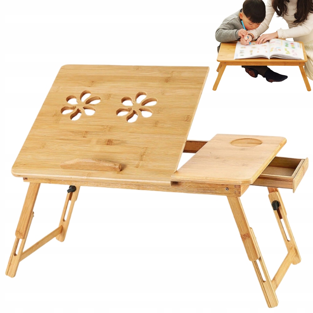 Stolik składany regulowany kąt drewniana podstawka pod laptopa