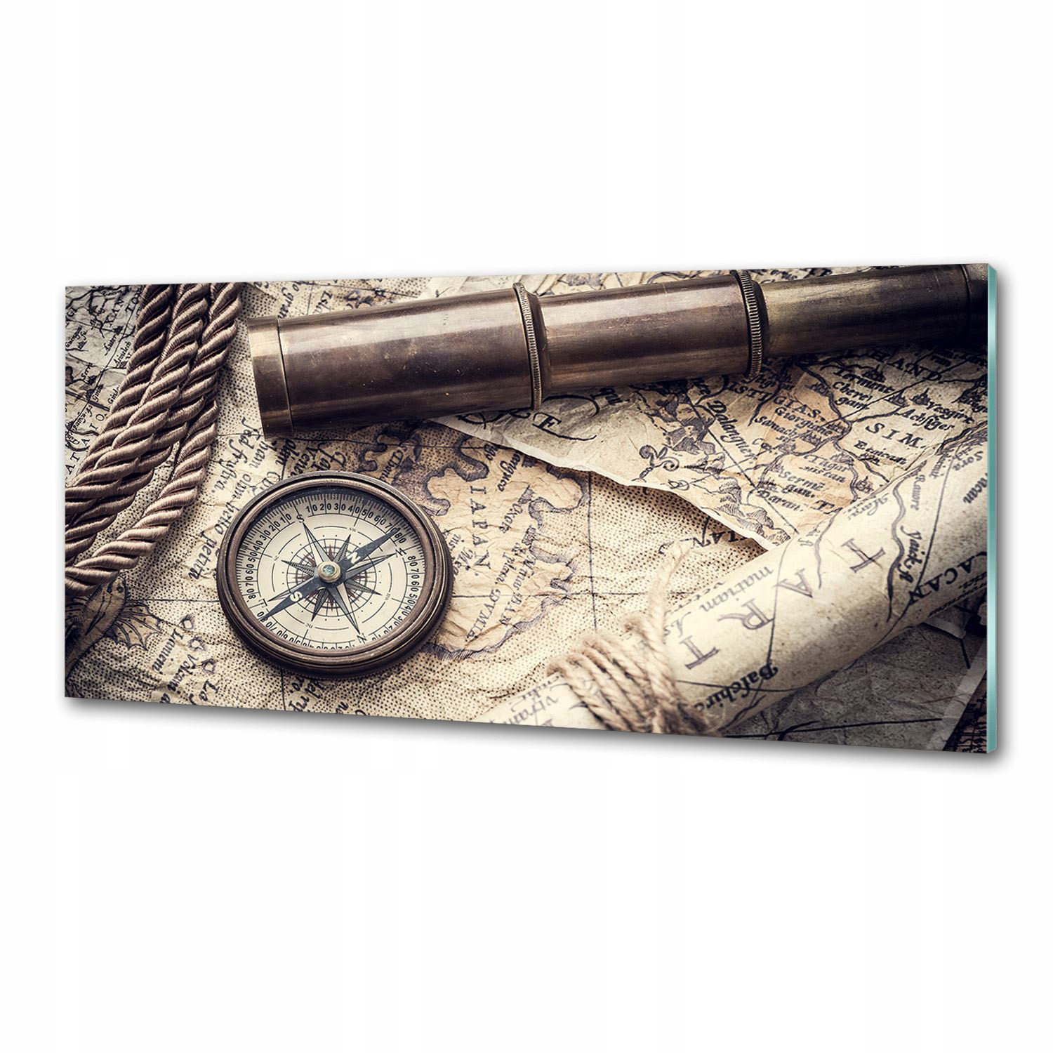 Panel do kuchyne Kompas mapa lupa 125x50 cm Lepidlo