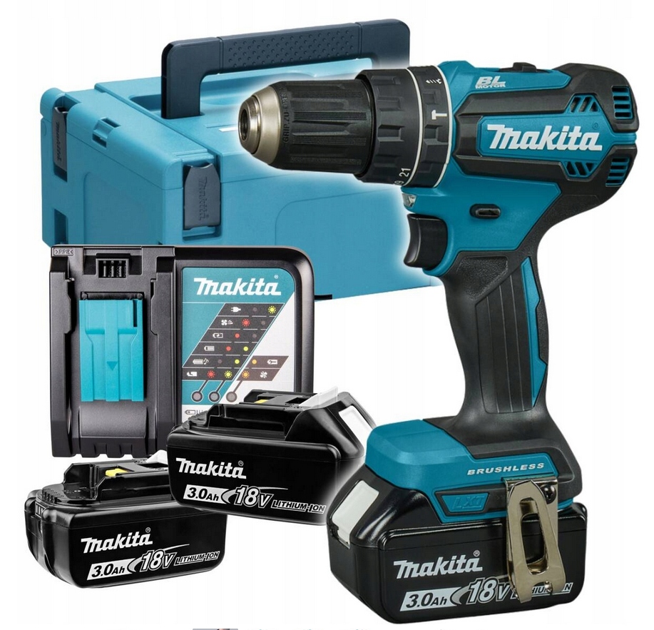 Wiertarko wkrętarka udarowa Makita 18V DHP485RF3J ładowarka+3 akumulatory
