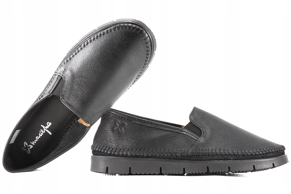 Maciejka 03512-01 Dámské Kožené Polobotky Mokasíny Espadrilky Vsuvky černé