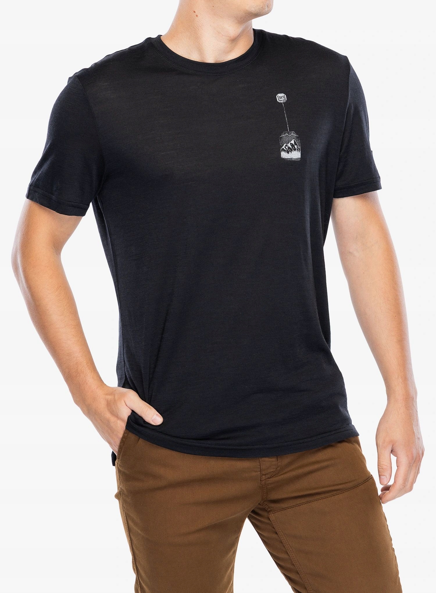 Merino tričko Super.natural Teabag World Tee jet black/vapor grey M