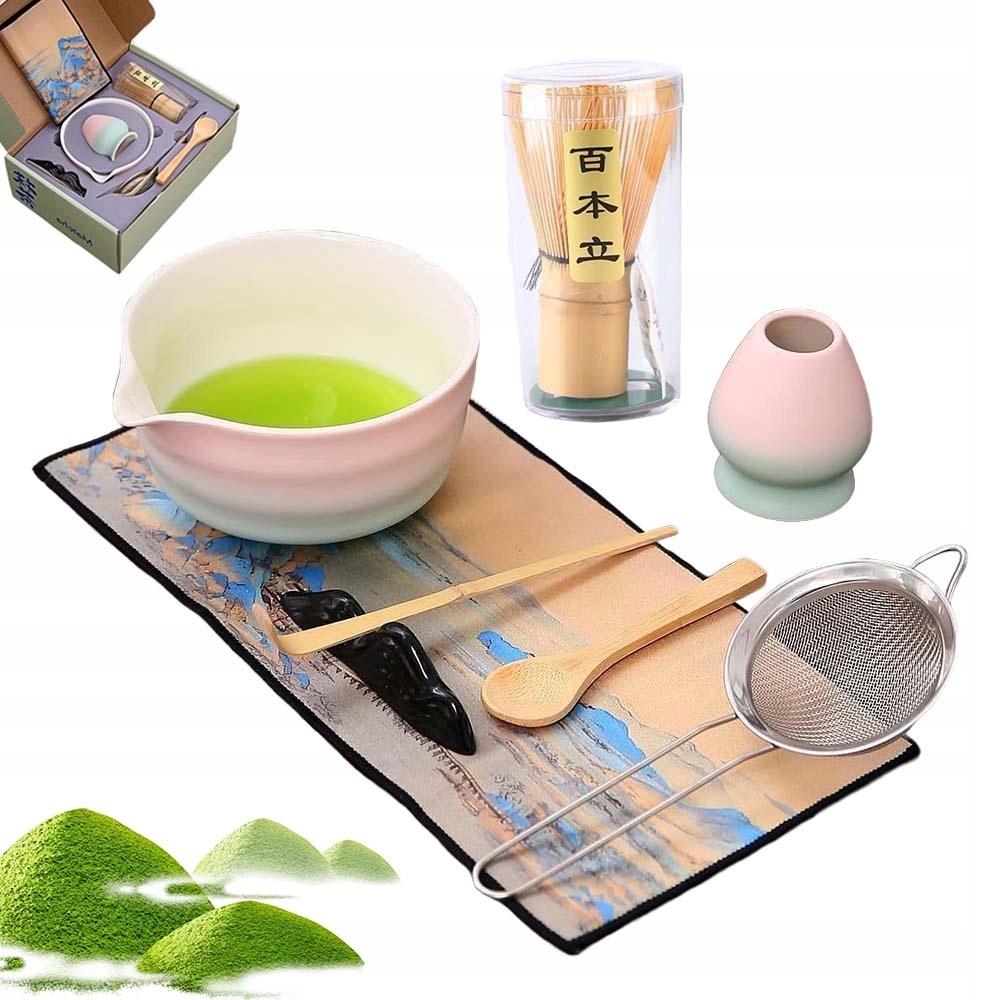 Levně Dárková Sada Na Čaj Komplet Pro Matchi Miskou Trn Lžíce Podstavec