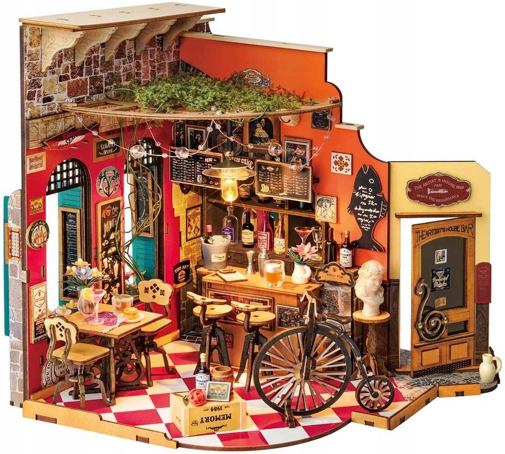 ROBOTIME Składany Drewniany Model Puzzle 3D DIY Bar Na Prezent