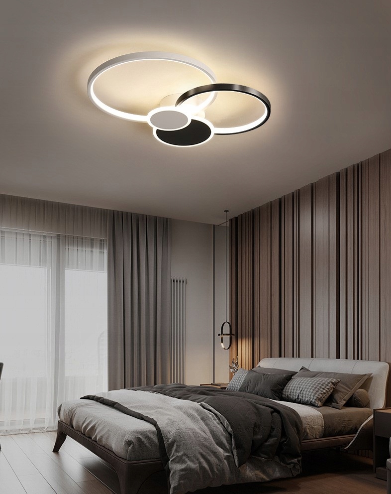 Lampa sufit ring PLAFON okrąg żyrandol 58cm LED Kolor biały czarny