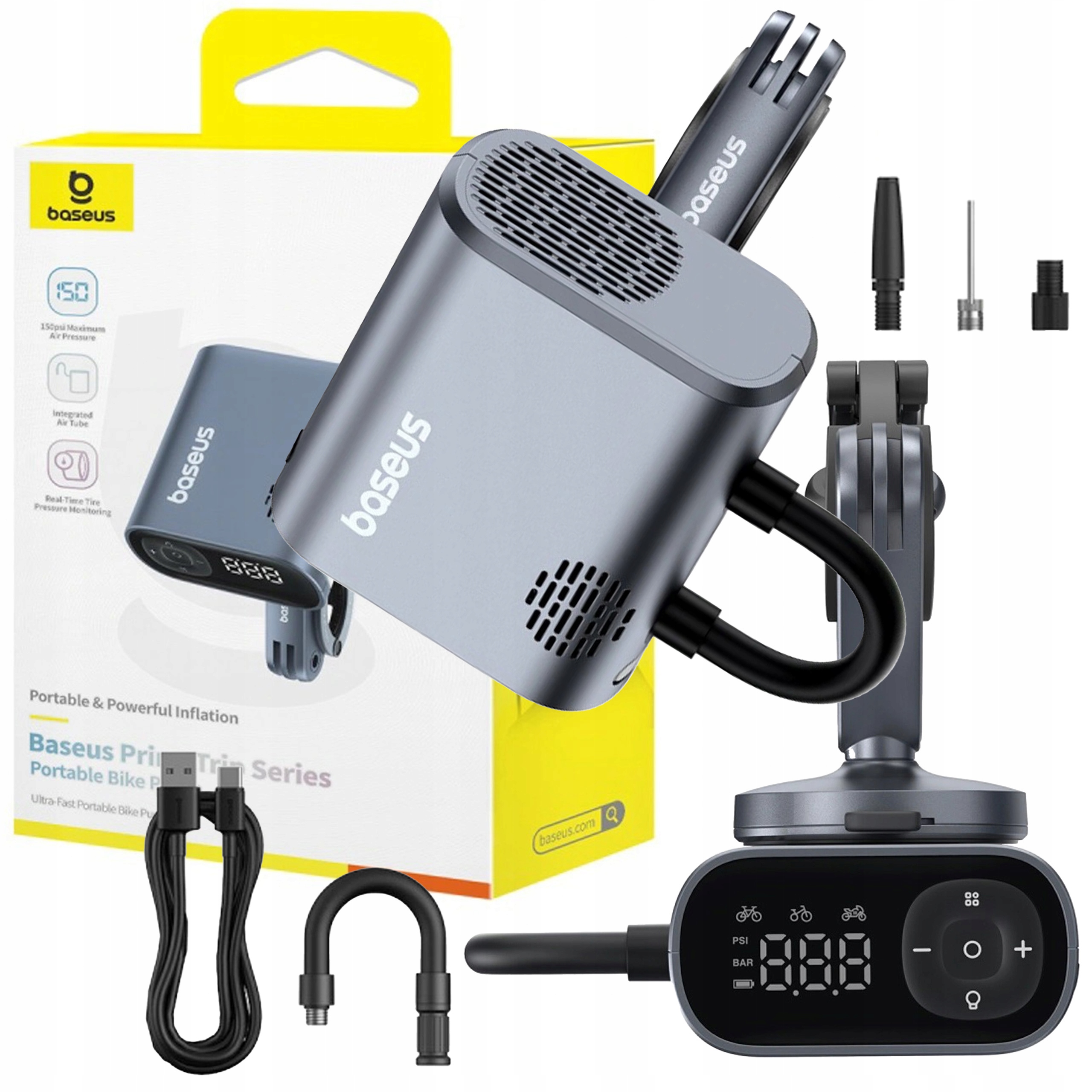 Baseus Pompka Rowerowa Elektryczna Bezprzewodowa Do Roweru Piłki Latarka