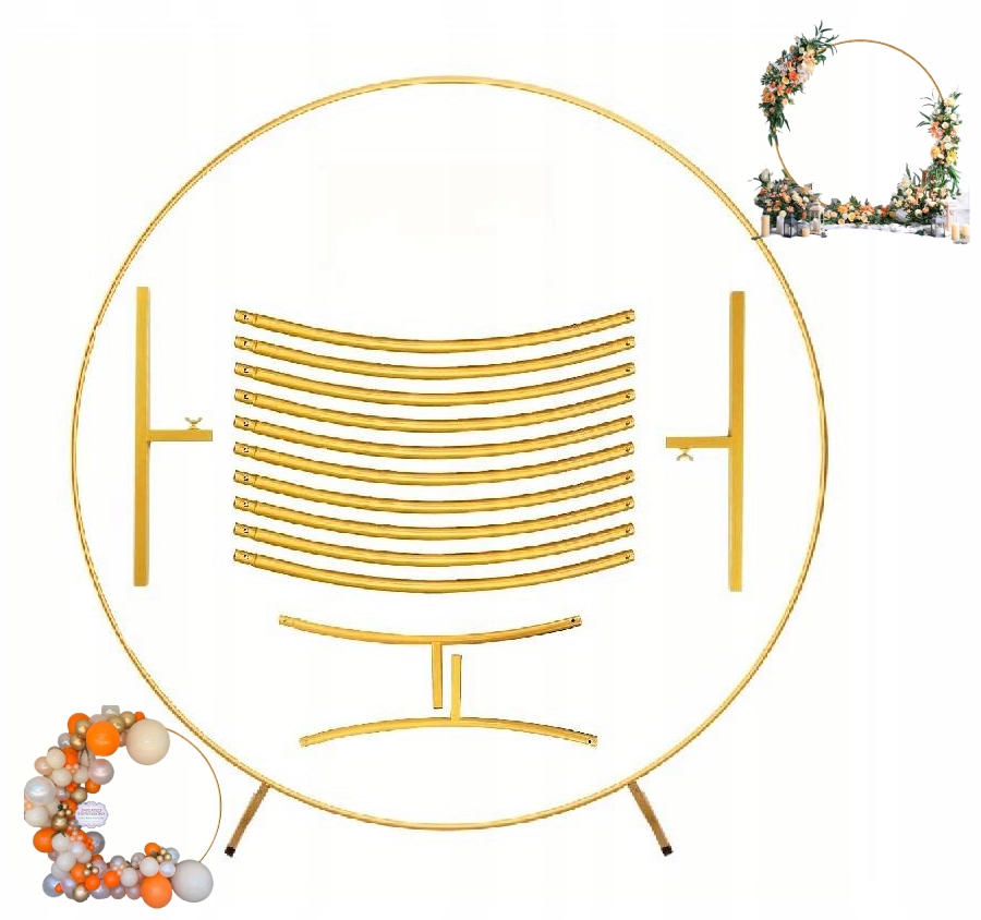 Velký Kulatý Oblouk Rám 2M Stojan Girlanda Dekorace Svatba Svatební Hostina Zlatý