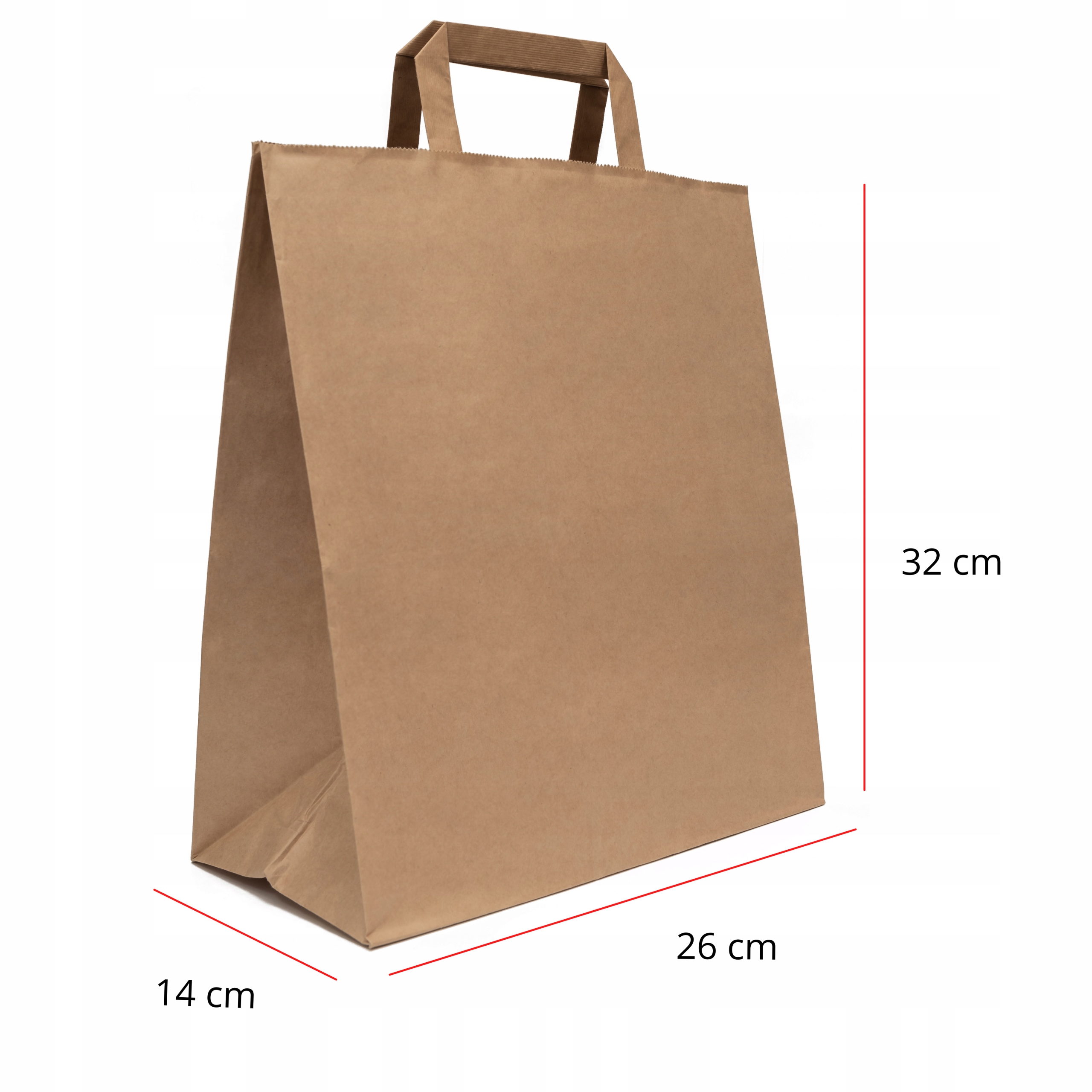 TORBA TOREBKA PAPIEROWA SZARA KLOCKOWA KRAFT Z UCHEM 260x140x320 250 SZTUK Wysokość produktu 32 cm