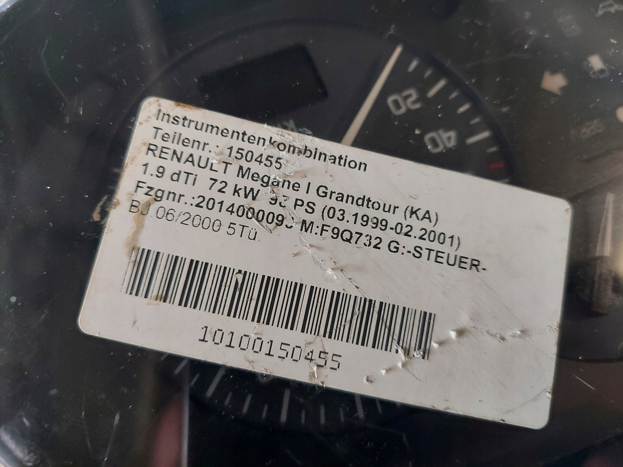 dials clock MEGANE and 1.9 DTI P7700427896A