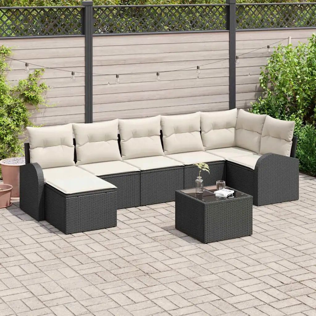Sada zahradních pohovek 8 pcs Černá Poly ratan Černá 3354806
