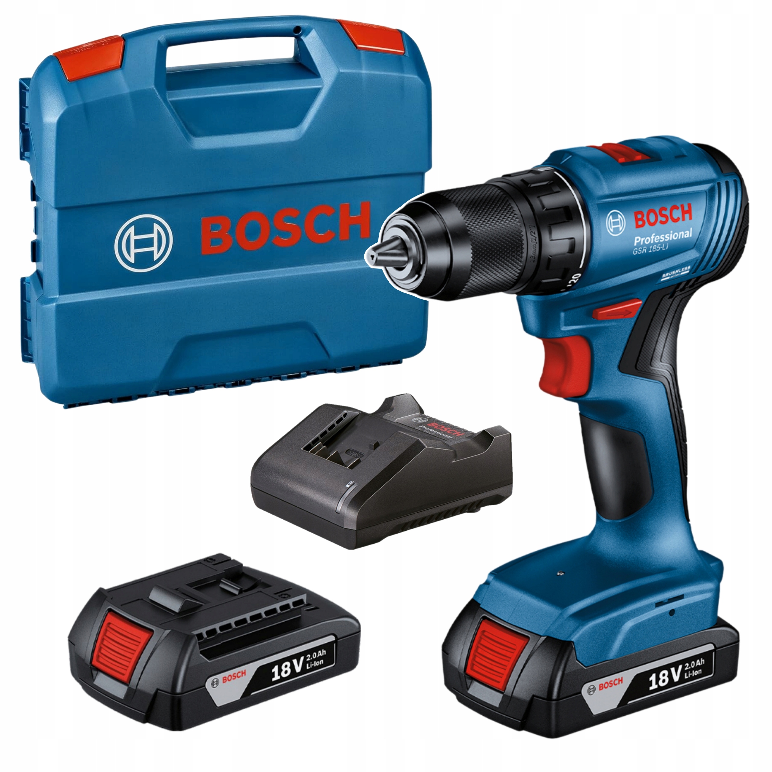Wiertarko-wkrętarka Bosch Professional Gsr 185-Li 18V 2x Aku 2,0Ah L-boxx