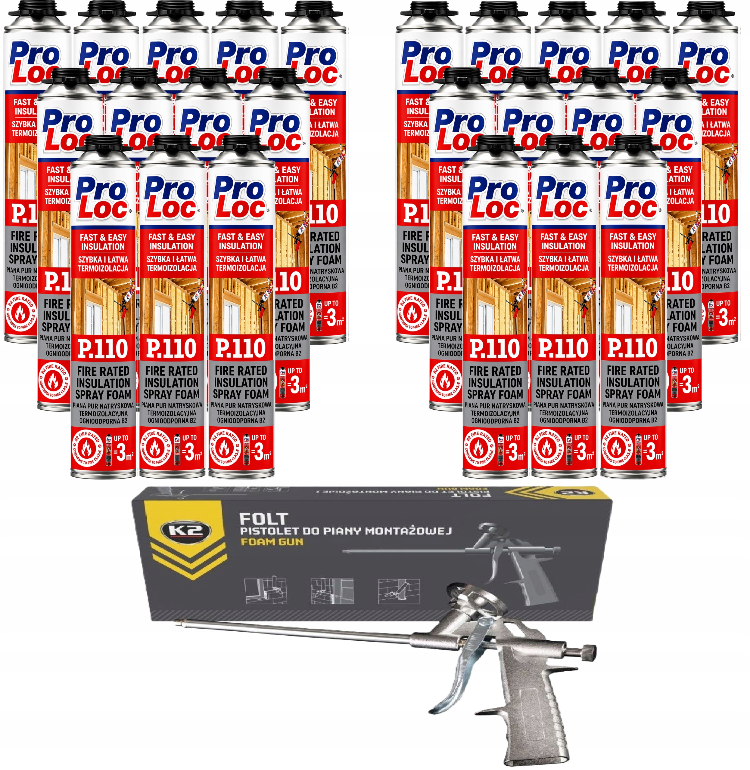 x24 Pena Pur Termoizolačná striekacia pena Ohňovzdorná ProLoc P110