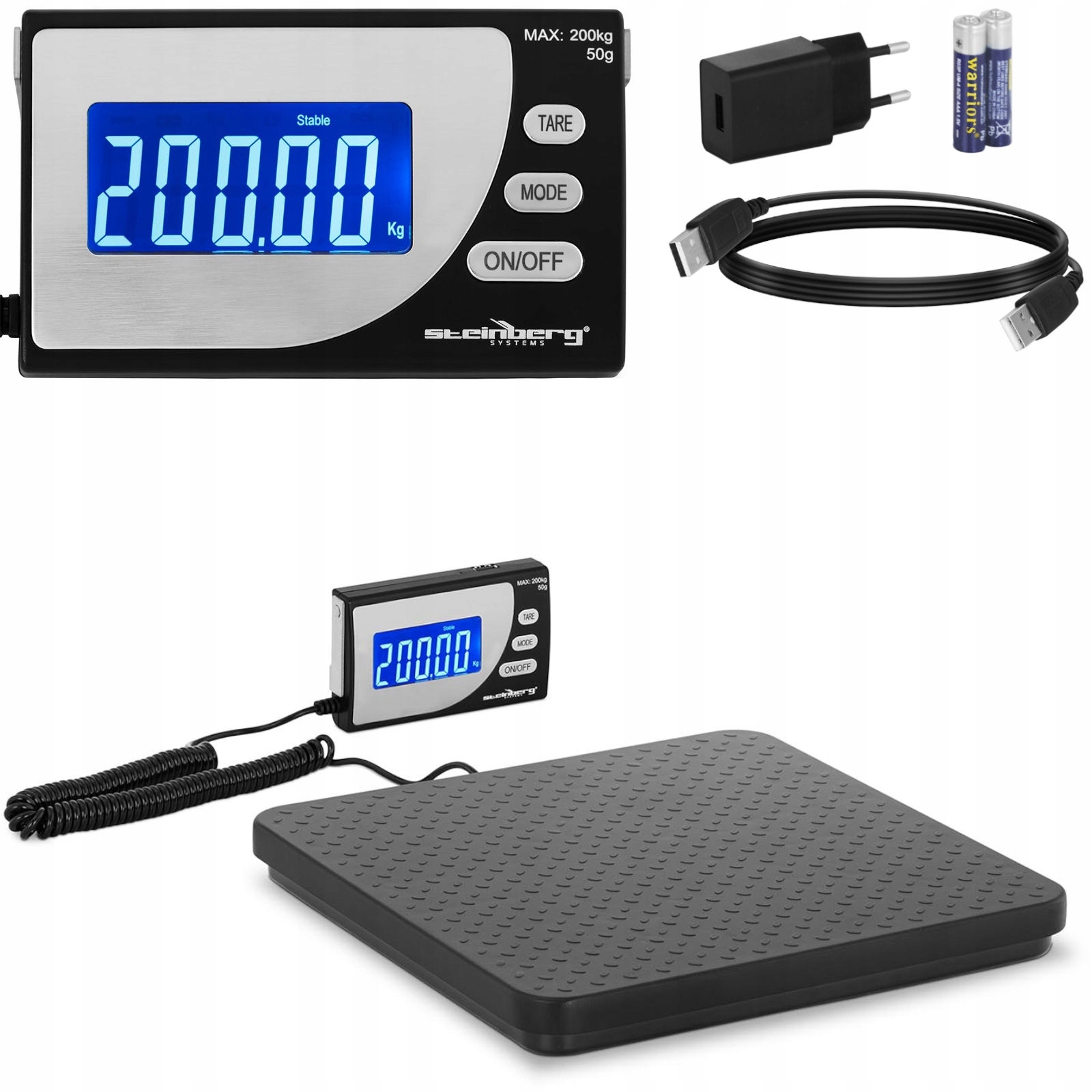 Priemyselná balíková váha Sbs 200 kg/50 g lcd usb 300x300x35 mm