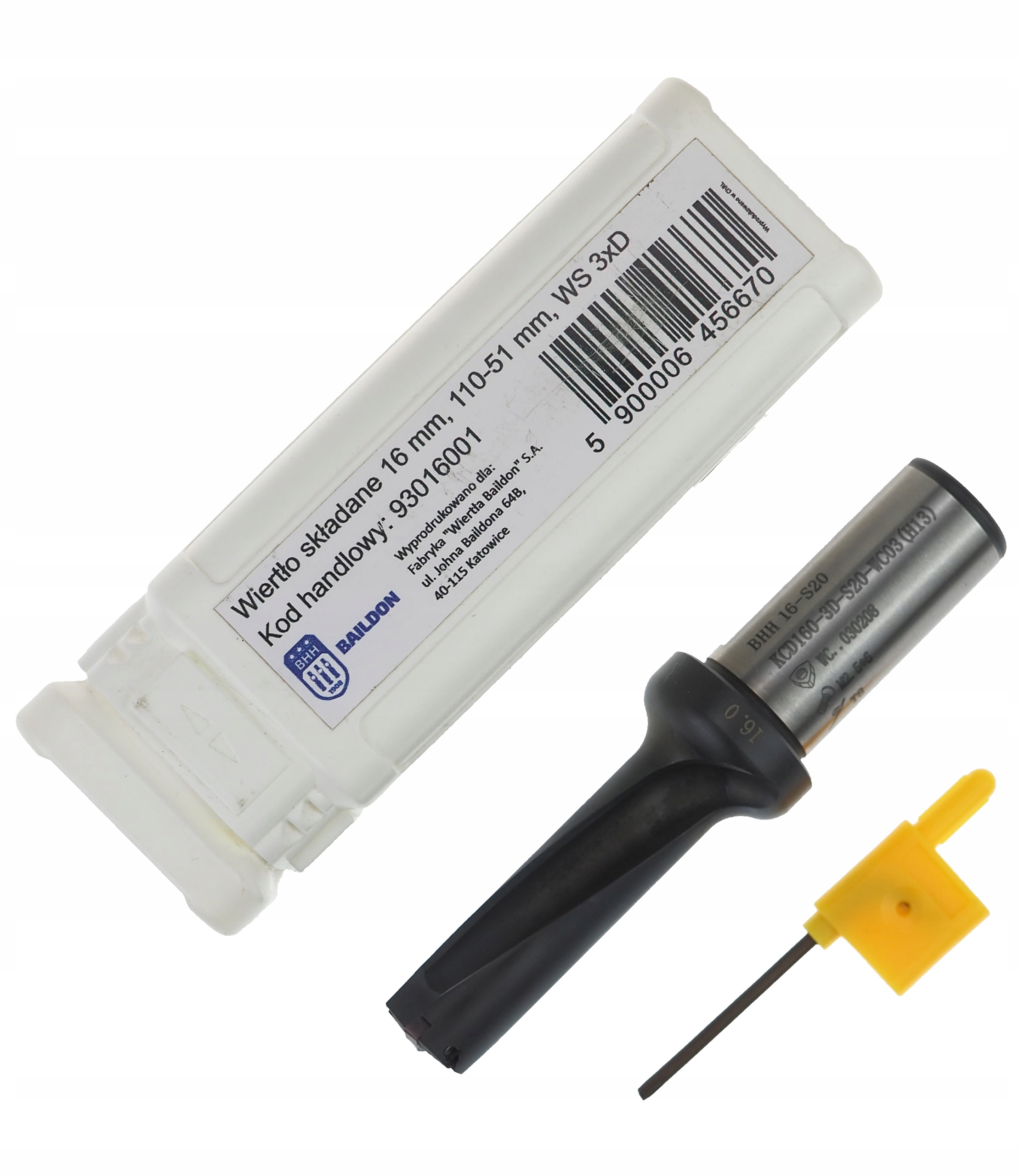 Polské vrták Baildon Ws 3xD 16mm 110mm s vyměnitelnými břitovými destičkami pro WCMT03...