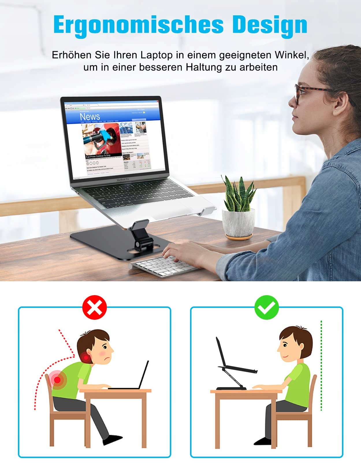 BABACOM Regulowany Składany Stojak Pod Laptopa Z Aluminium 10-16 Cali — miniatura 2