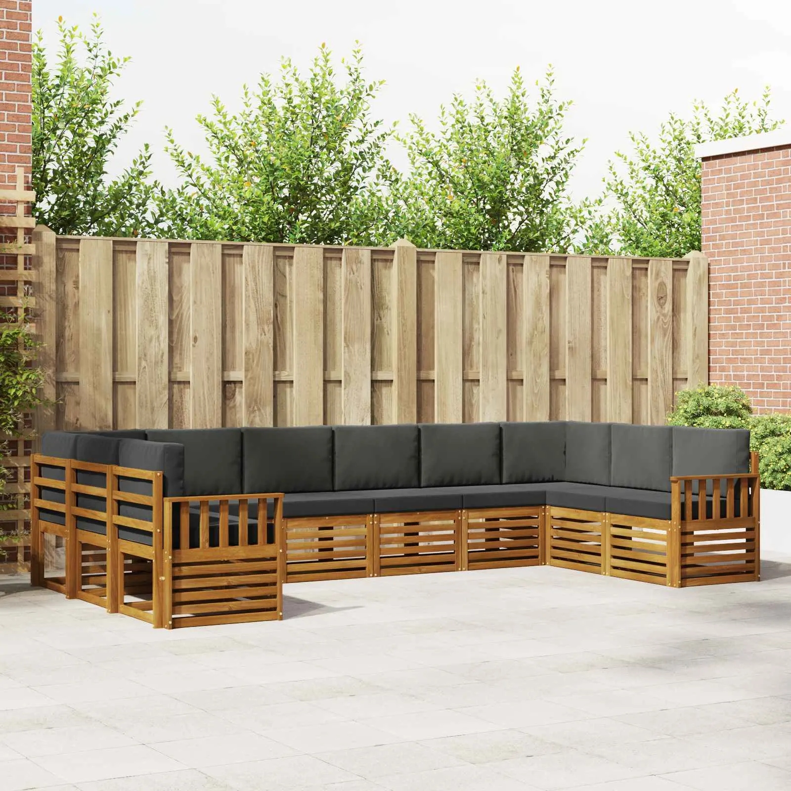 vidaXL Rohová sofa sada s polštářem 10 pcs Přirozená a Anthracitová