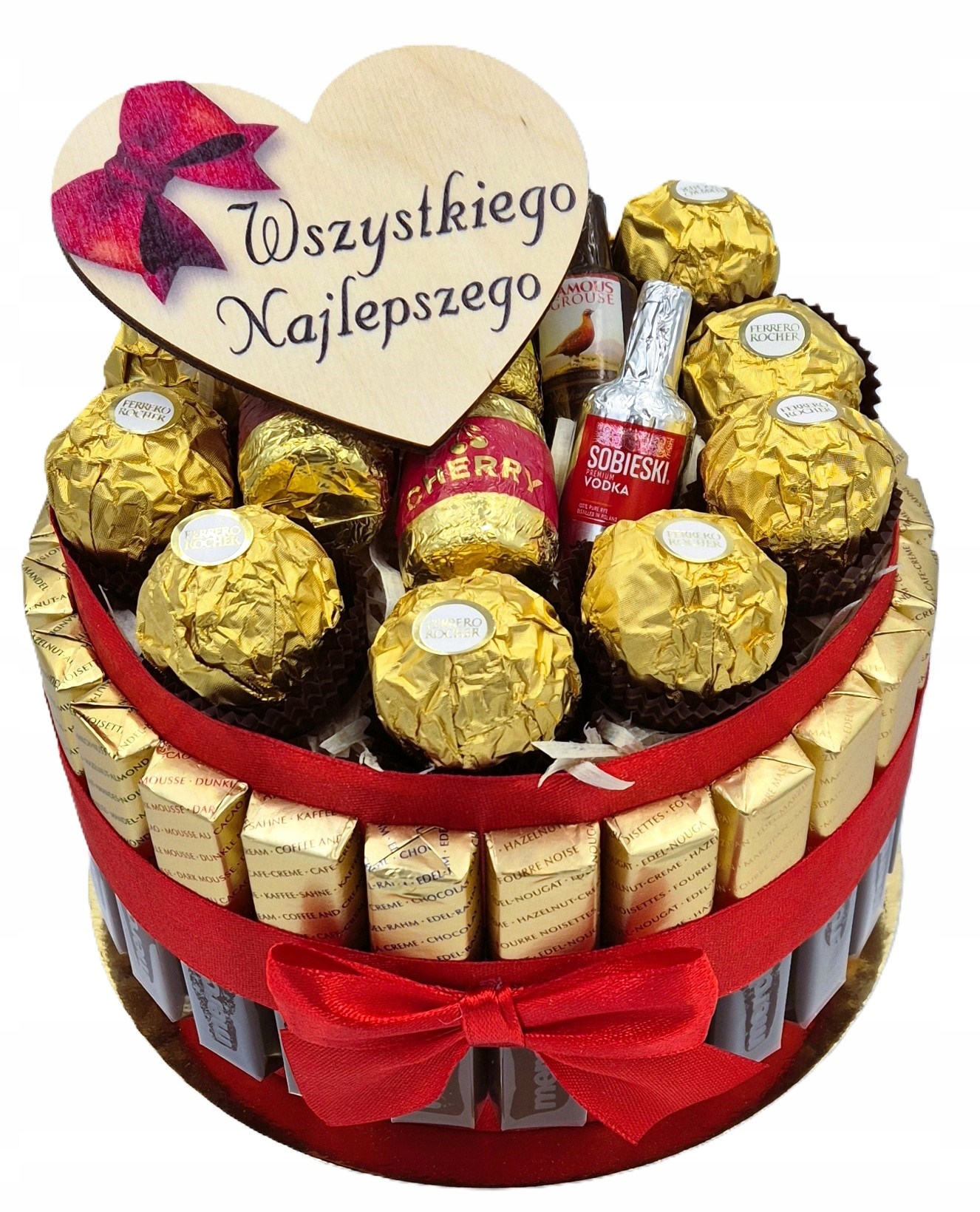 Tort ze Słodyczy Kosz Prezentowy Box Zestaw na Urodziny Imieniny 30