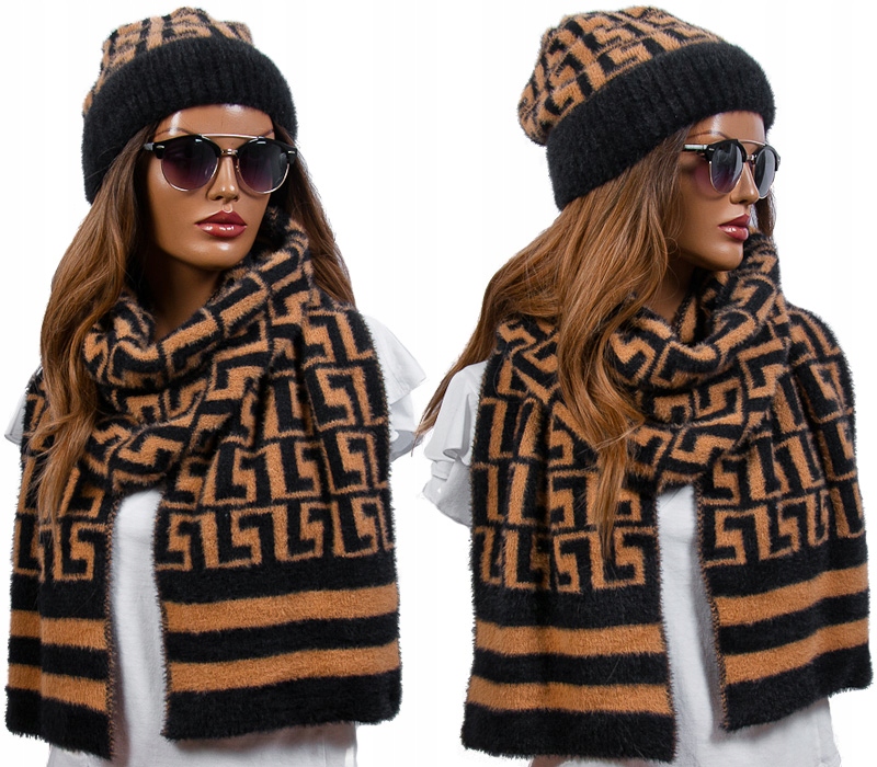 

Komplet Czapka beanie + Duży Szalik Camel Polski