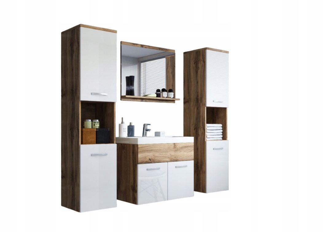 Sada koupelnového nábytku Milano XL, skříňka, zrcadlo, umyvadlo