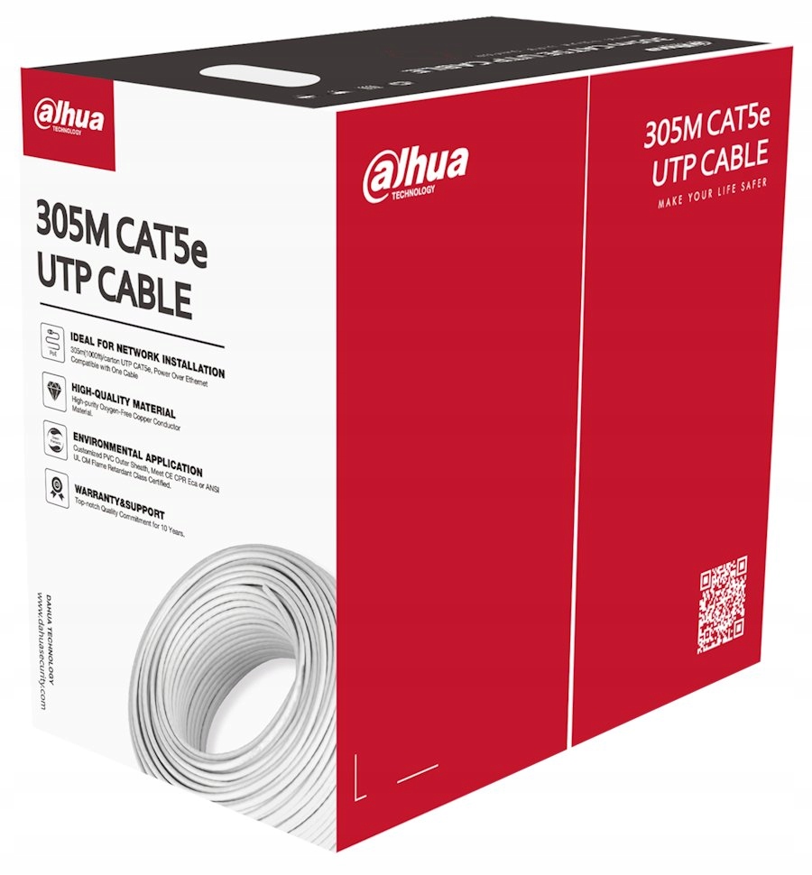 Dahua kabel Utp, Cat5e, drát, 4pár, Pvc, Dca (balení 305m)