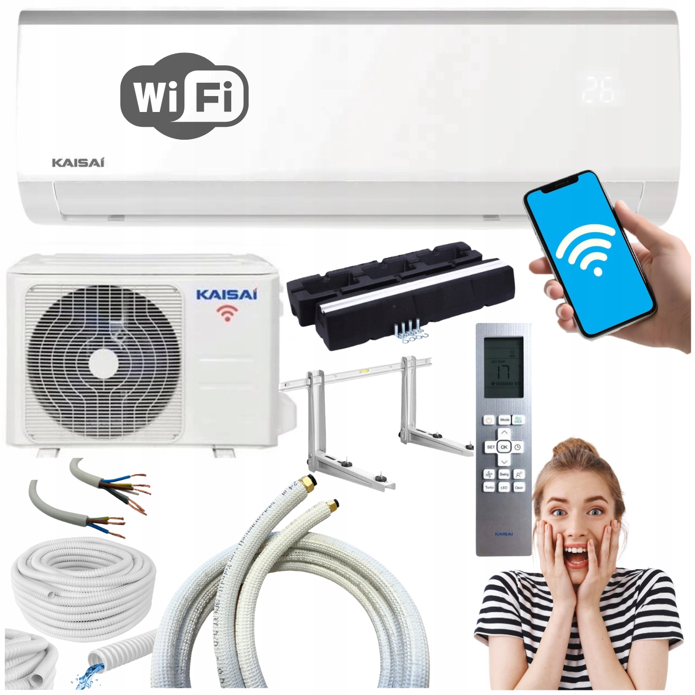 Nástenný klimatizátor Kaisai Fly 2,6 Wifi Funkcia Ohrievania Samostatná Montáž