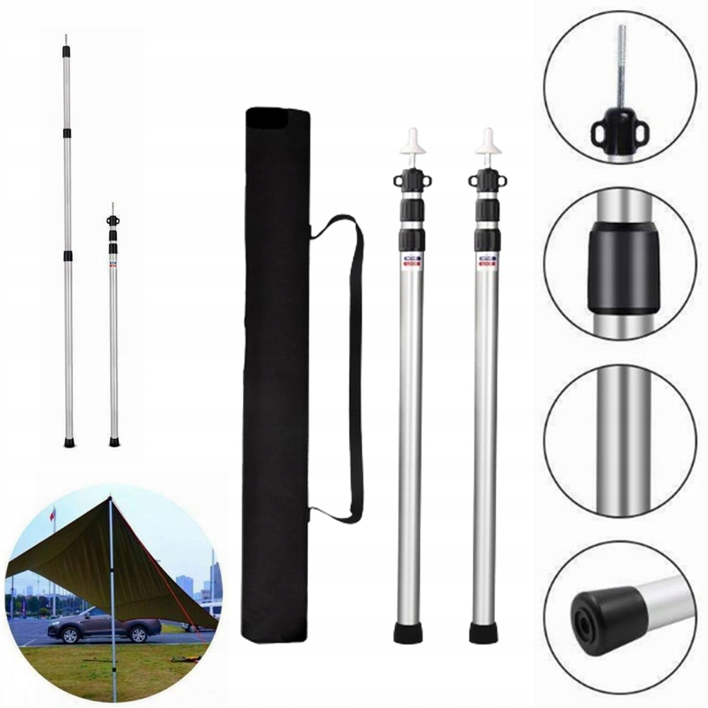 Nastavitelné Stanové Tyče, Stanové Tyče Z Hliníkové Slitiny 90-230 CM, 2KS