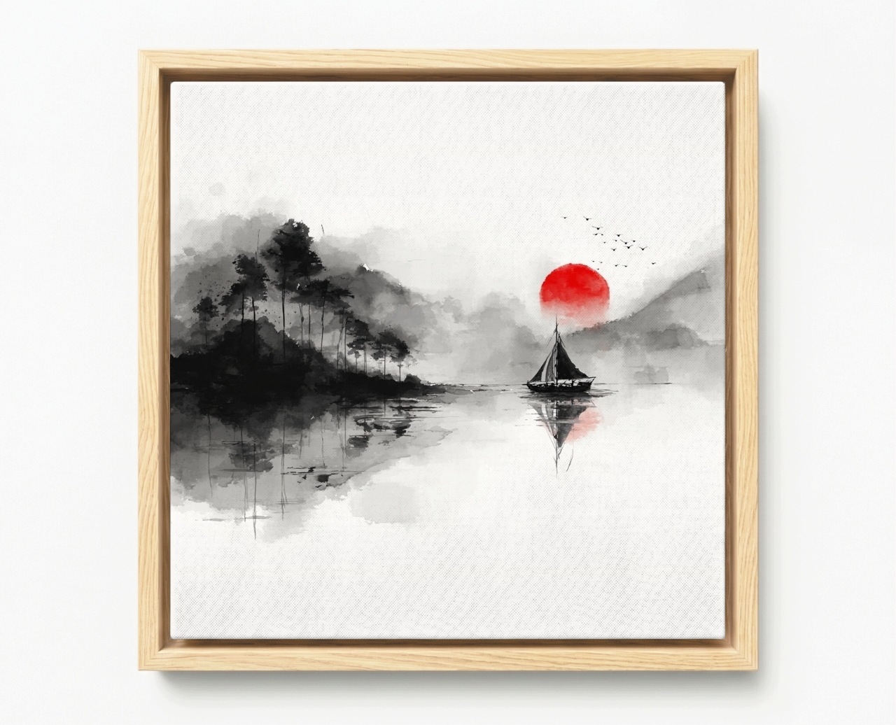 Obraz Rám Americký Box Orientální Krajina Akvarel Japonsko Umění 50x50