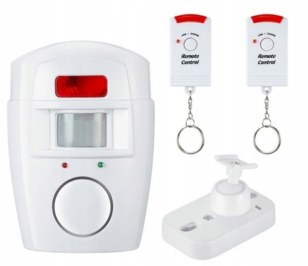 ZESTAW CZUJNIK RUCHU + 2 PILOTY GŁOŚNY 105dB Kod producenta Alarm + 2 piloty