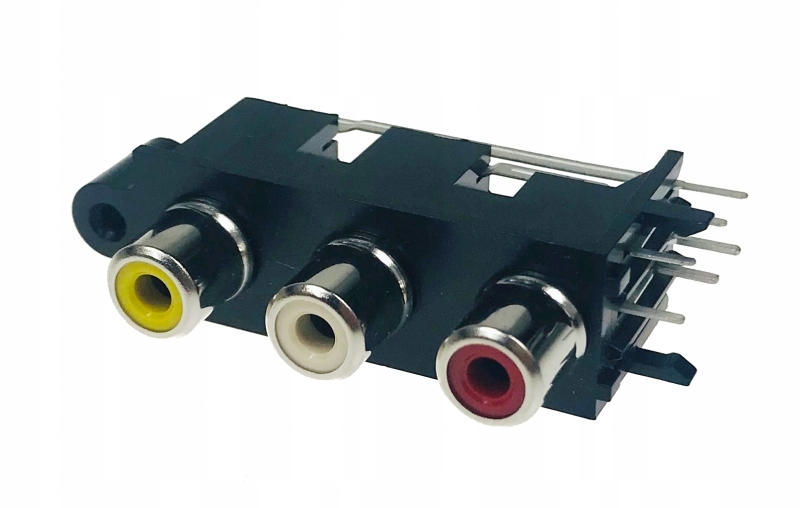 

Gniazdo 3 x Rca do druku pionowe