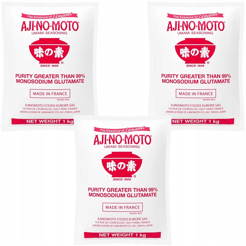 3 x Glutamát sodný E621 Umami Glutamate Zesilovač chuti 1000 g Ajinomoto