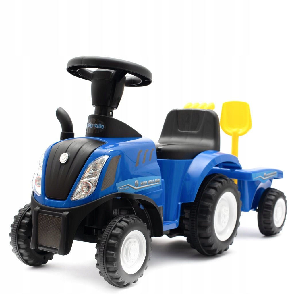 Babymix New Holland traktor z przyczepą i narzędziami, jeździk traktorek
