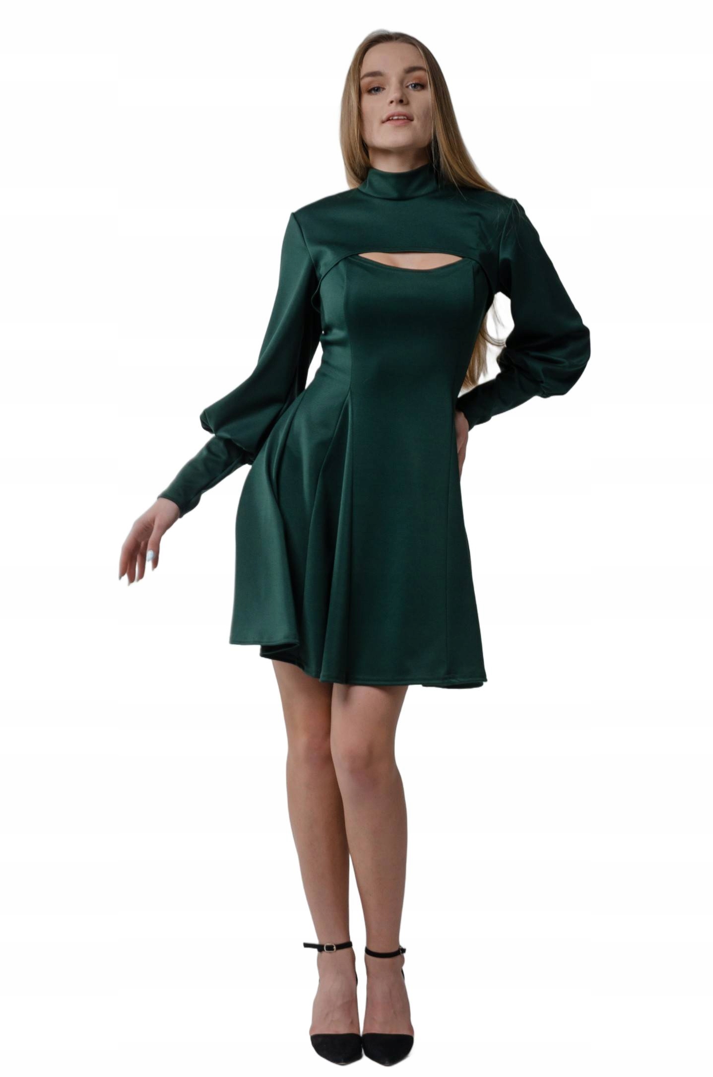 Šaty s výstřihem, rozevřená, zelená S80 Xs/s