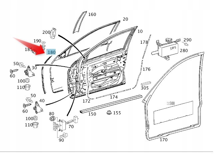 Těsnění Dveří Přední Mercedes C Třída W203 Pravé A2037201678