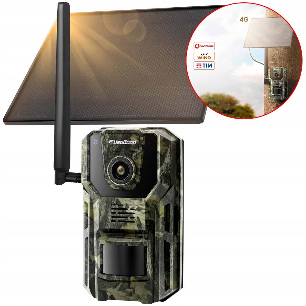 Fotopułapka 3G/4G Z Sim Gps Solarna Kamera 2K IP66 Panel Słoneczny