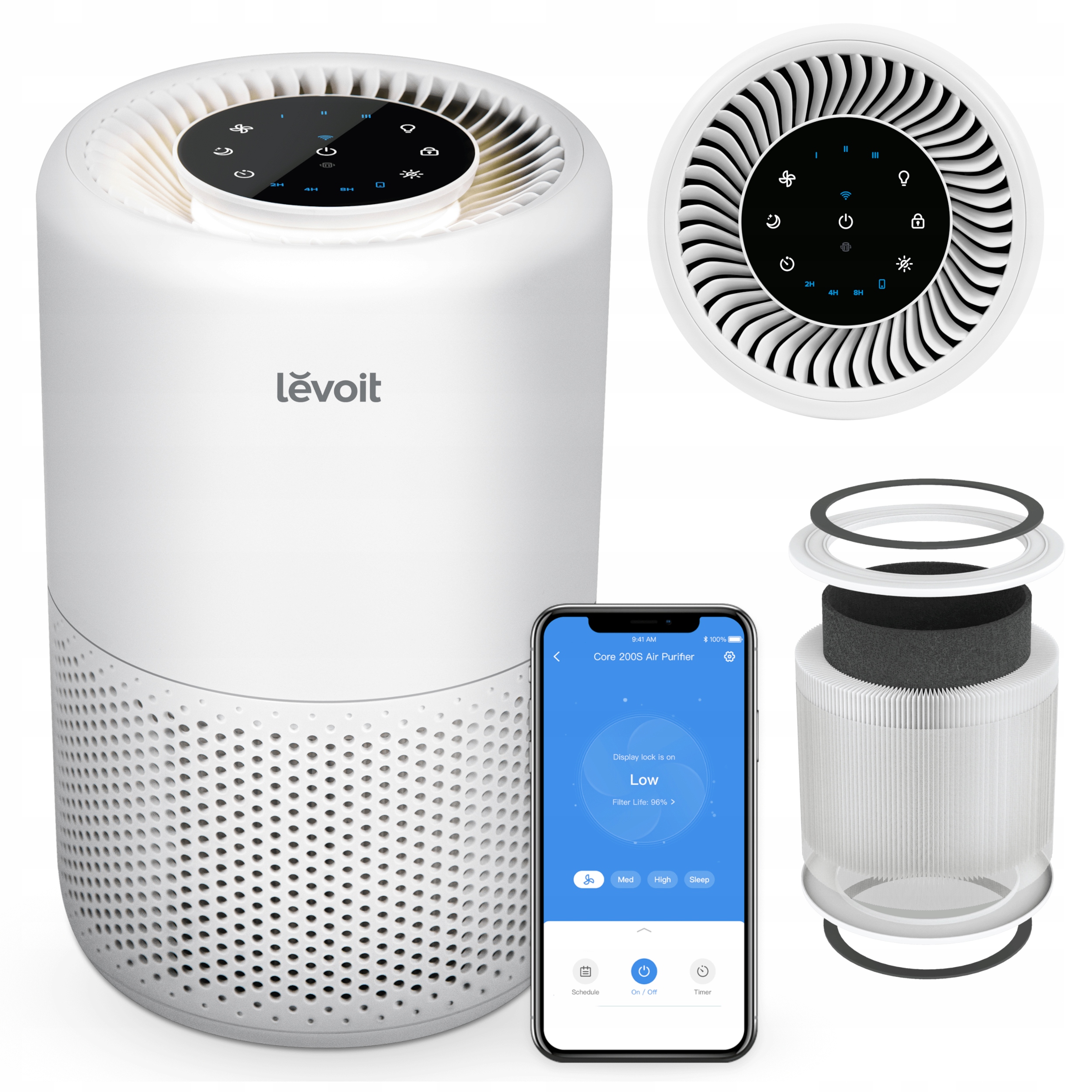 Oczyszczacz powietrza Levoit Core 200S Hepa dla alergików cichy 35 m2 smart