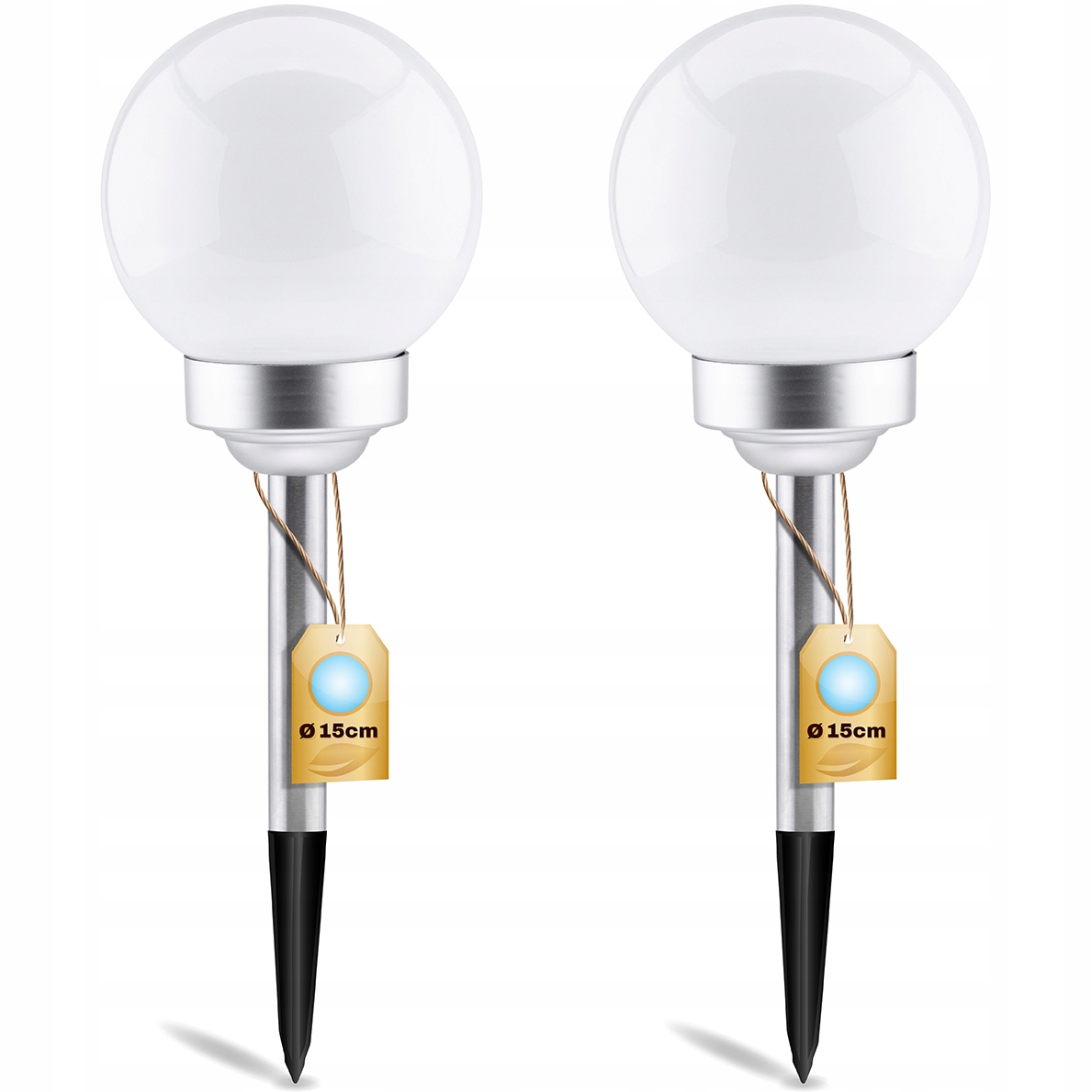 

2x Lampa Solarna Ogrodowa Led Wbijana Biała Kula