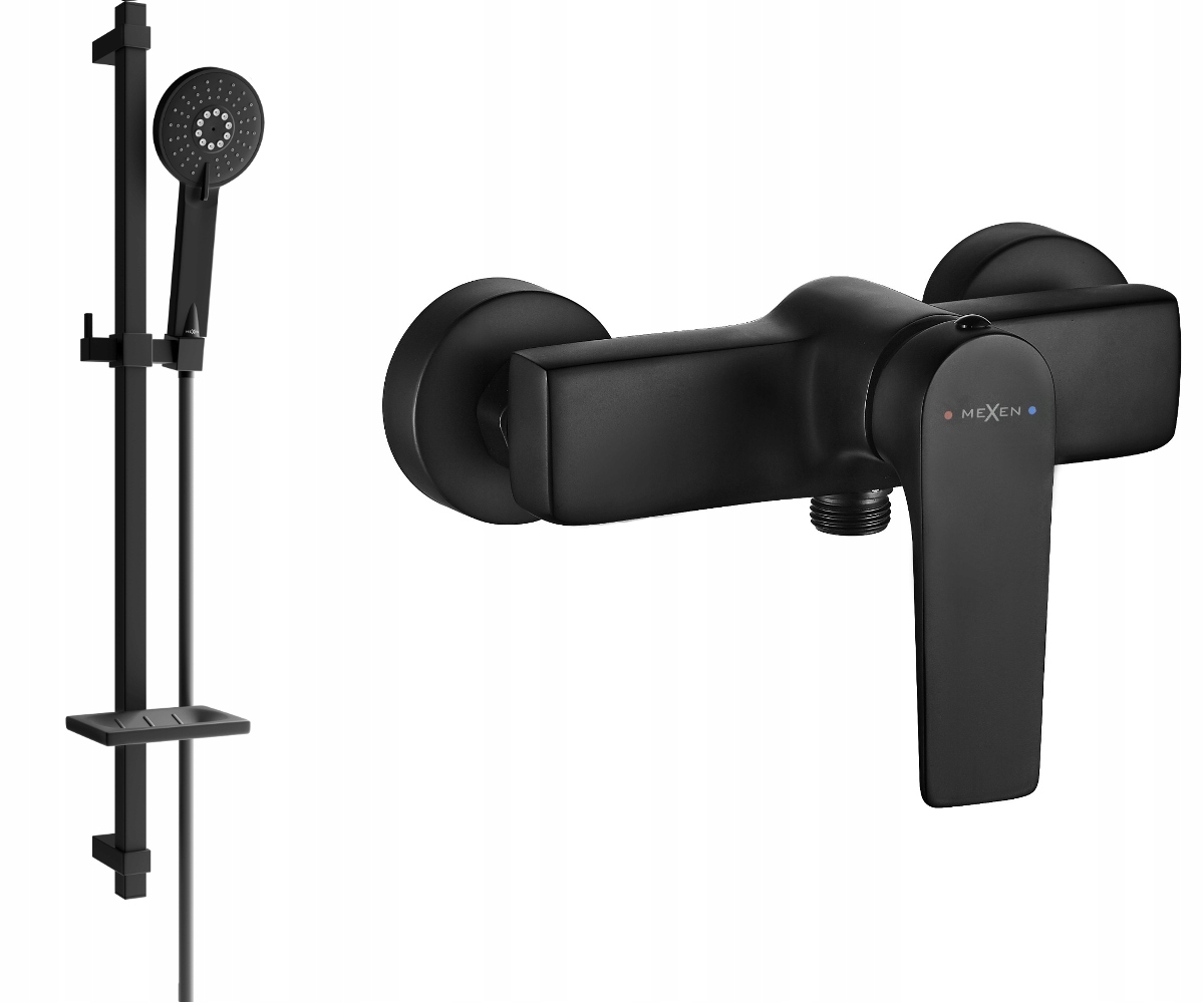 Mexen Lynx Čierna Sprchová Batéria so Súpravou Mosadzný Výrobok