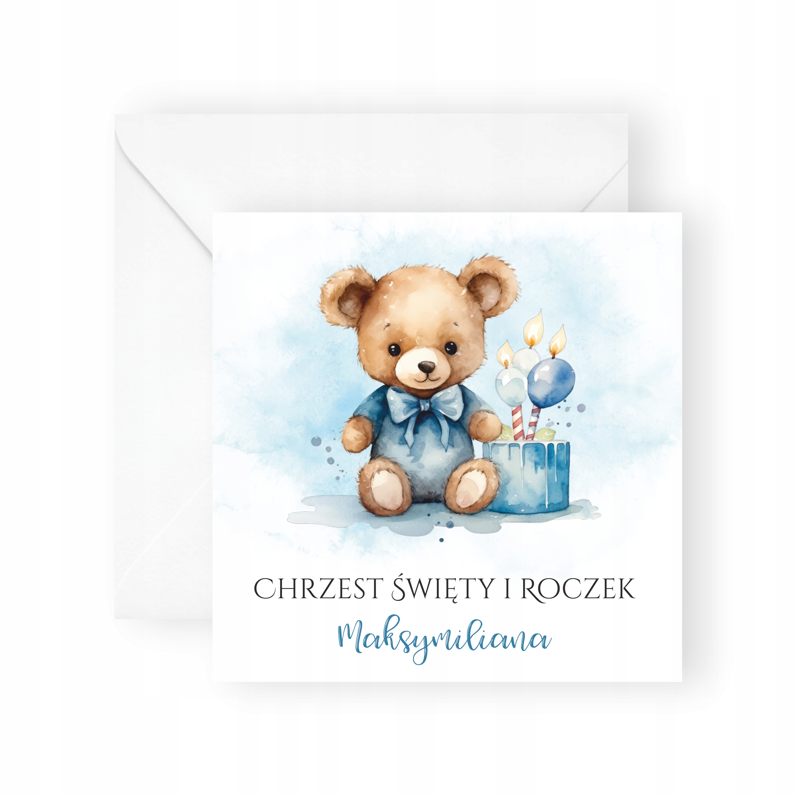 ZAPROSZENIA NA CHRZEST I ROCZEK + IMIĘ + KOPERTA BOHO MIŚ Marka inna